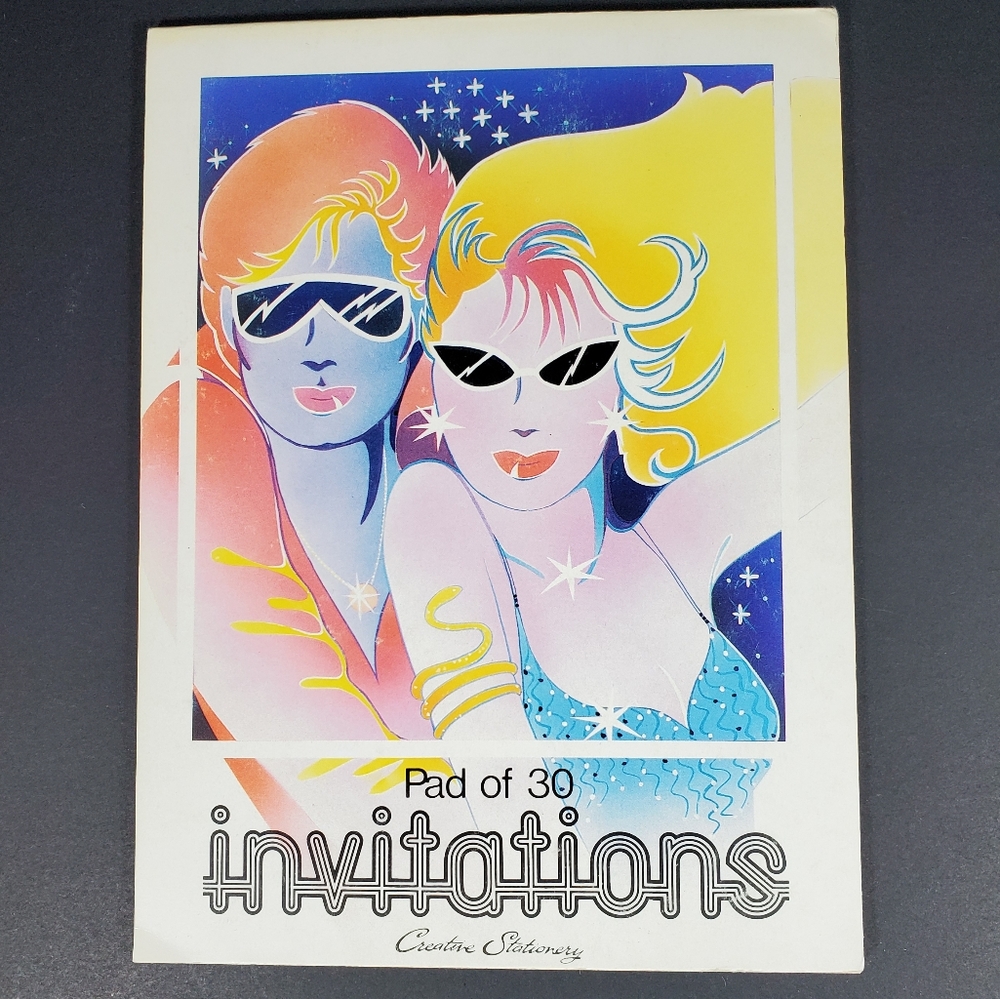 Vintage 1980s Nagel Style Event Invitations x 30